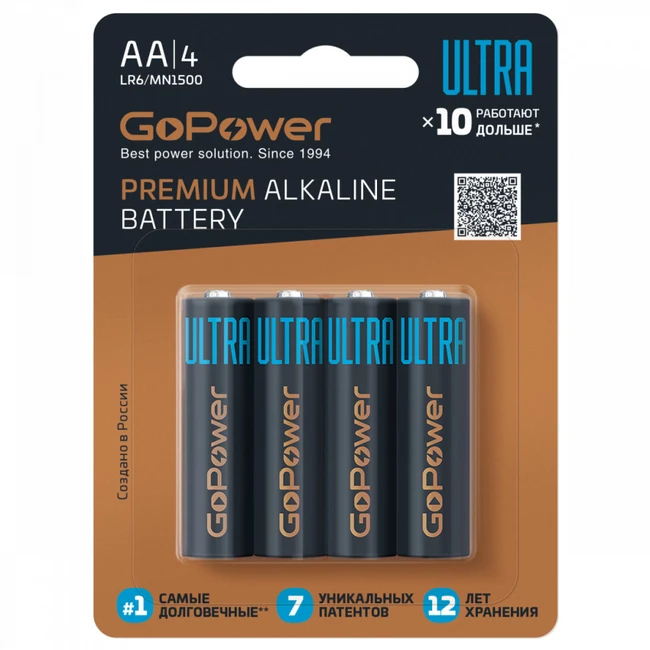Батарейка GoPower LR6 AA BL4 ALKALINE 00-00026394