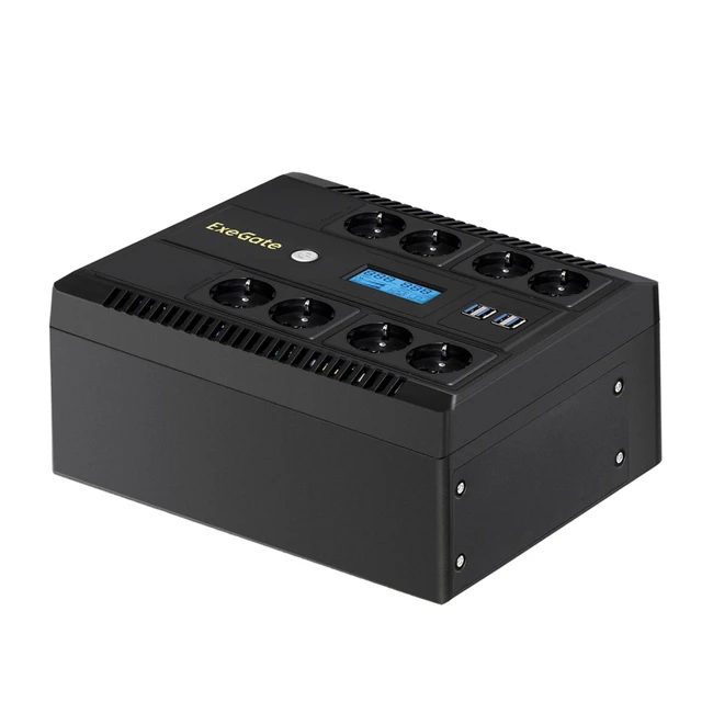Источник бесперебойного питания ExeGate LHB-1000.LCD.AVR.8SH.CH.RJ.USB 186842 (1000 ВА, 650)