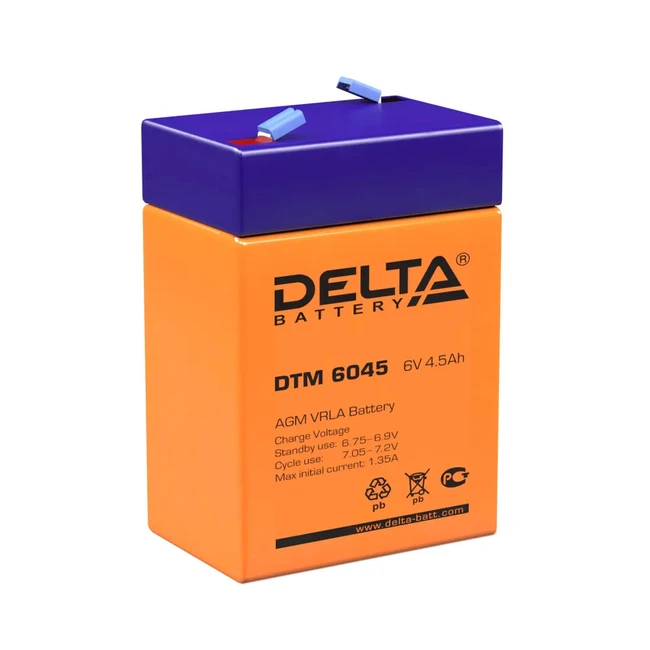 Сменные аккумуляторы АКБ для ИБП Delta Battery DTM 6045 6 В