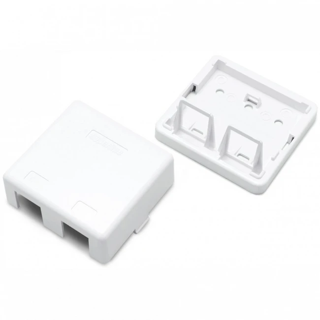 Кабельный канал Hyperline Корпус настенной розетки для установки 2-х вставок типа Keystone Jack белый SBB3-2-WH