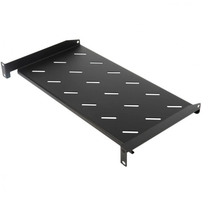Полка для серверного шкафа Hyperline Полка угловая с перфорацией 19", 1U, ширина 440 мм, глубина 250 мм TAL3-1U-250-RAL9005
