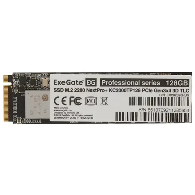Внутренний накопитель ExeGate NextPro+ KC2000TP128 EX282320RUS SSD (твердотельные), 128 ГБ, M.2