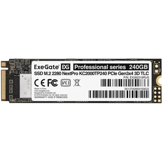 Жесткий диск ExeGate NextPro KC2000TP240 EX282318RUS SSD (твердотельные), 240 ГБ, M.2, PCIe