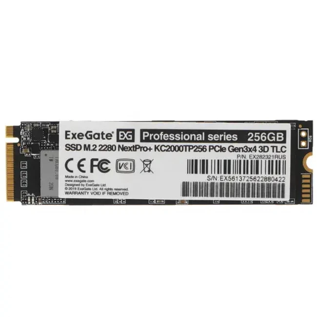 Внутренний накопитель ExeGate extPro+ KC2000TP256 EX282321RUS SSD (твердотельные), 256 ГБ, M.2, PCIe