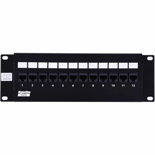 Патч-панель Hyperline PPW-12-8P8C-C5E 12 портов, Flat, Cat. 5e