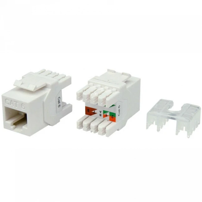 Модуль Hyperline Модуль Keystone Jack RJ-45(8P8C) категория 6 KJ8-8P8C-C6-180-WH