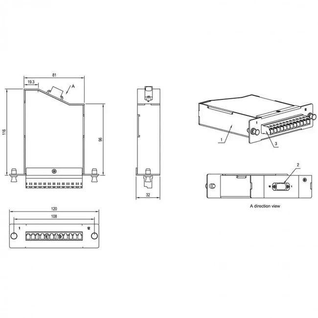 Аксессуар для оптических сетей Hyperline Волоконно-оптическая кассета 1xMTP (папа) 120x32 мм FO-CSS-W120H32-9-1MTPM-12LC-BL