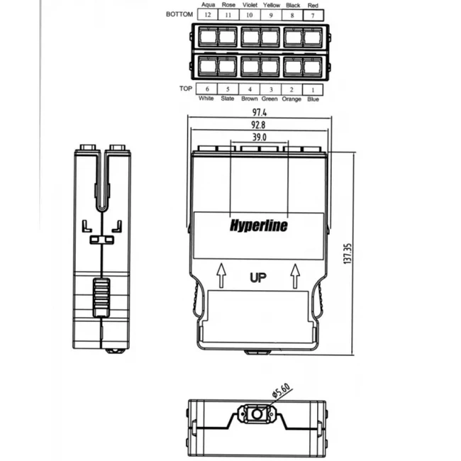 Аксессуар для оптических сетей Hyperline Кассета для оптических претерминированных решений 6 дуплексных портов SC 1хMPO (папа) для одномодового кабеля PPTR-CSS-2-6xDSC-SM/GN-BL