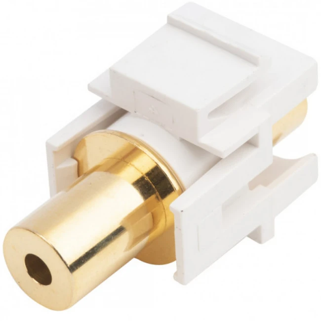 Модуль Hyperline Модуль формата Keystone Jack с проходным адаптером TRS 3.5 мм gold plated ROHS белый KJ1-TRS-D3.5G-WH