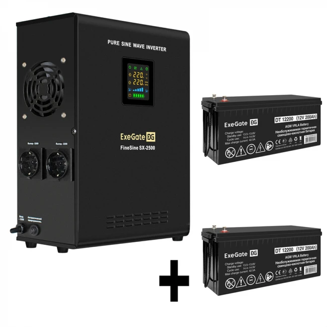Источник бесперебойного питания ExeGate EX296002RUS + батарея 200Aч EX282991RUS 2шт EX296630RUS (2500 ВА, 1800)