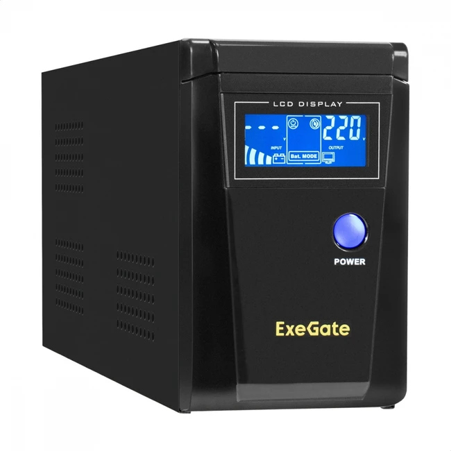 Источник бесперебойного питания ExeGate SineTower SN-600.LCD.AVR.2SH EX295980RUS 600 ВА, 360 Вт