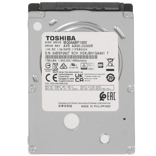 Жесткий диск Toshiba MQ4-V MQ04ABF100V HDD (классические), 1 ТБ, 3.5 дюйма, SATA