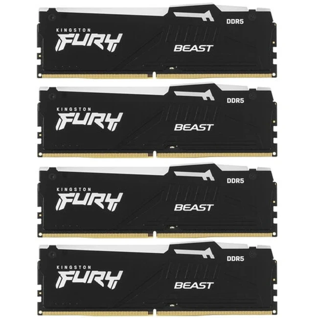 ОЗУ Kingston Beast Black RGB KF556C40BBAK4-64 (DIMM, DDR5, 64 Гб (4 х 16 Гб), 5600 МГц)