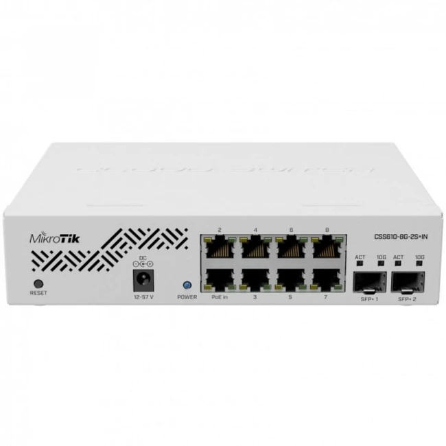 Коммутатор Mikrotik CSS610-8G-2S+IN 1000 Base-TX (1000 мбит/с), 2 SFP порта