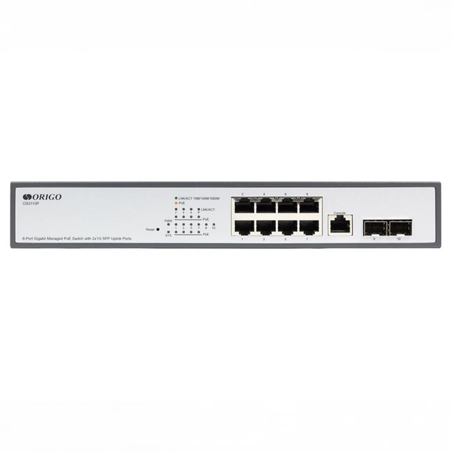 Коммутатор Origo OS3110P OS3110P/135W/A1A 1000 Base-T (1000 мбит/с), 2 SFP порта
