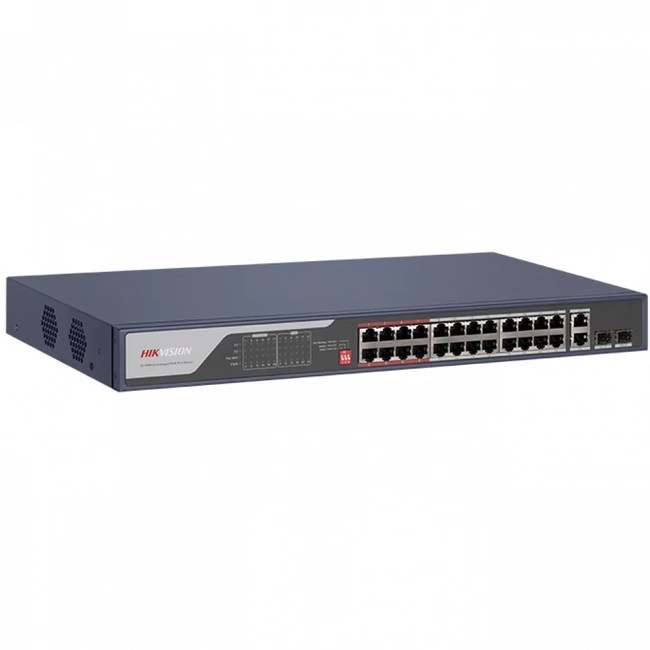 Коммутатор Hikvision DS-3E0326P-E(C) 100 Base-TX (100 мбит/с), 2 SFP порта