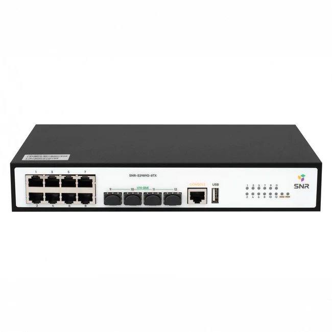 Коммутатор SNR S2989G-8TX SNR-S2989G-8TX (1000 Base-T (1000 мбит/с), 4 SFP порта)