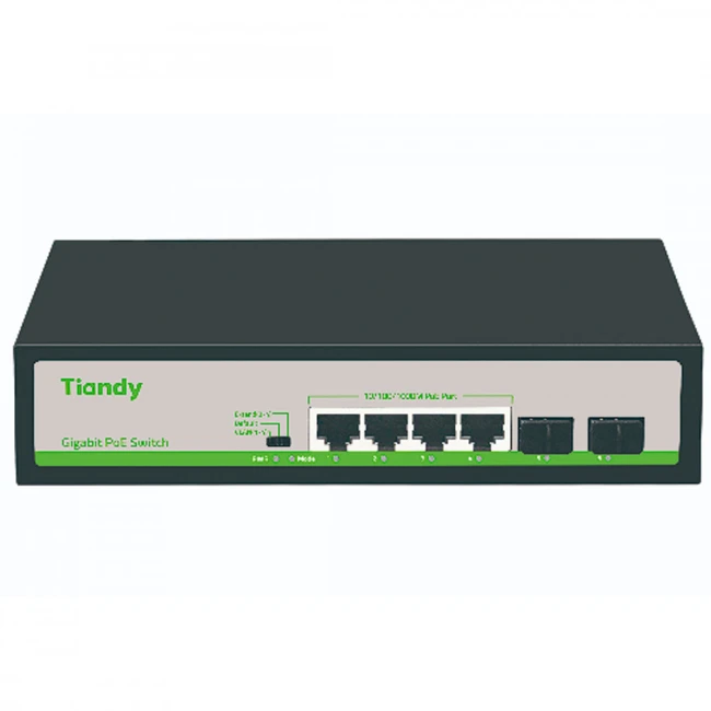 Коммутатор Tiandy TC-P3S06 TC-P3S06 Spec:H/0402/AT/60 1000 Base-T (1000 мбит/с), 2 SFP порта