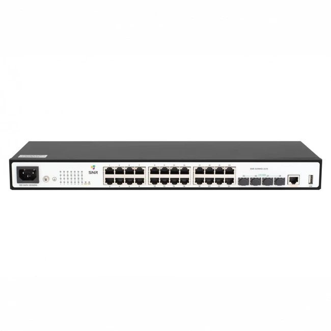 Коммутатор SNR S2989G-24TX-2AC SNR-S2989G-24TX-2AC 1000 Base-T (1000 мбит/с), 4 SFP порта