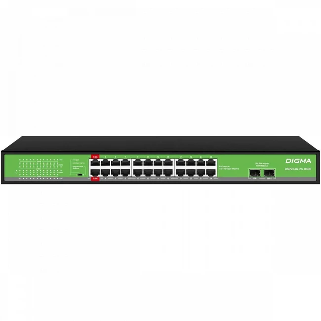 Коммутатор Digma DSP224G-2S-R400 (1000 Base-T (1000 мбит/с), 2 SFP порта)
