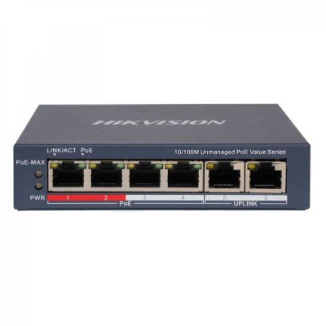 Коммутатор Hikvision DS-3E0106P-E/M(B) (100 Base-T (100 мбит/с))