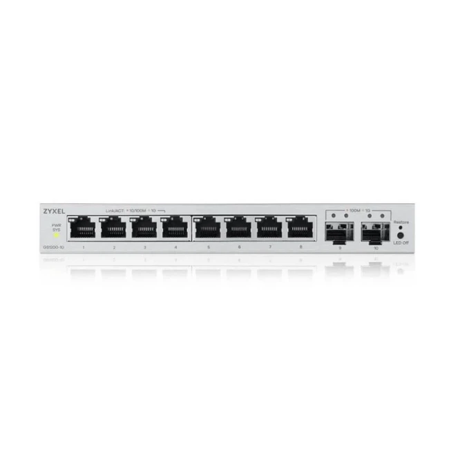 Коммутатор Zyxel GS1200-10V3- GS1200-10V3-EU0101F 1000 Base-T (1000 мбит/с), 2 SFP порта