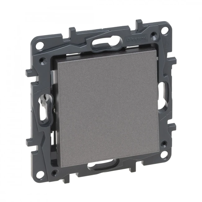 Legrand Выключатель одноклавишный Niloe Step 10А авт.клеммы Сталь 863401