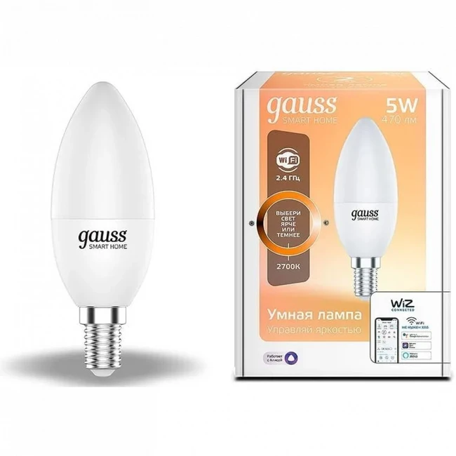 Gauss Smart Home E14 белая 5Вт 470lm Wi-Fi [1100112]